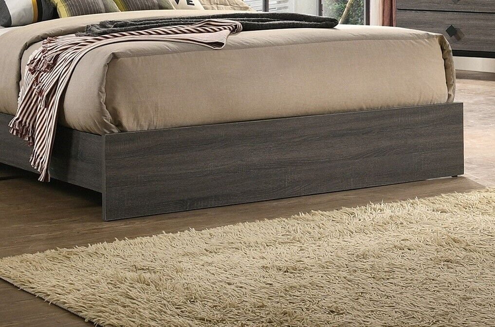 Gray Queen Size Wooden Bedframe with 2 Nightstands 3pc Furniture Set P597