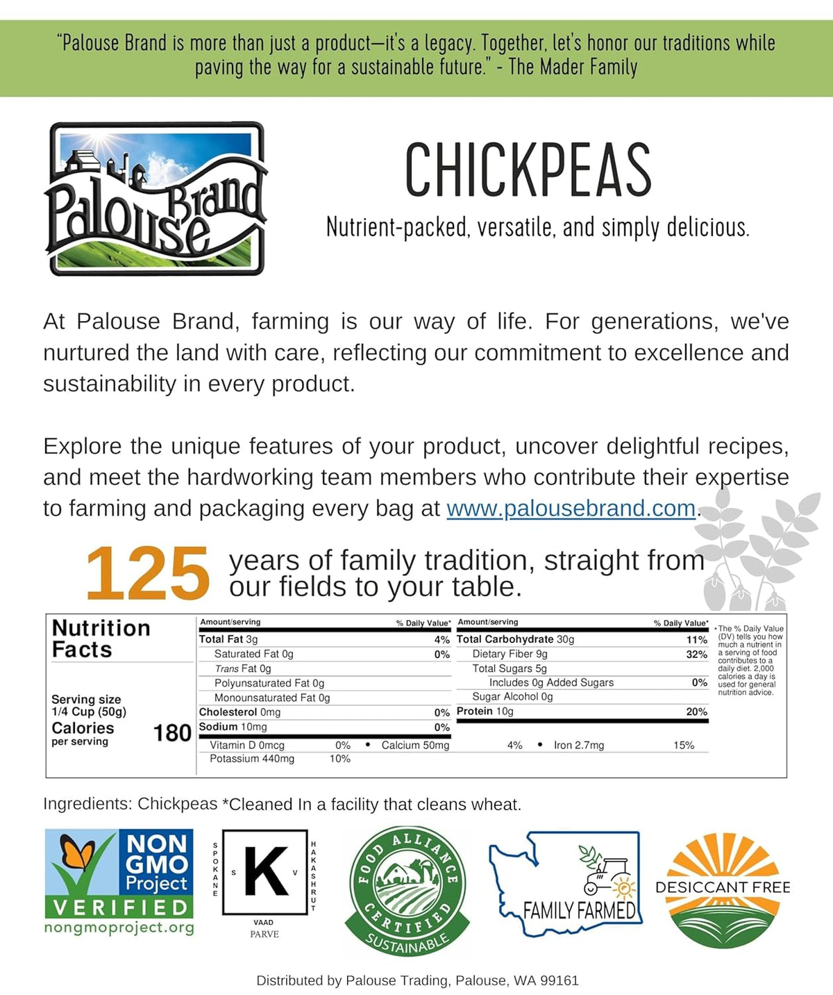 4 LBS Non-GMO Kosher Chickpeas H3014