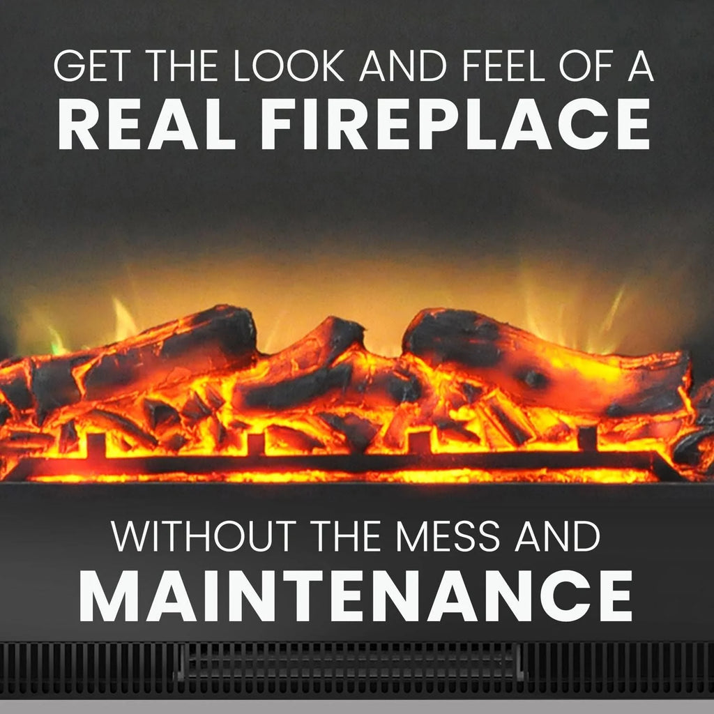 Black Electric Fireplace with Wood Log Insert W831817