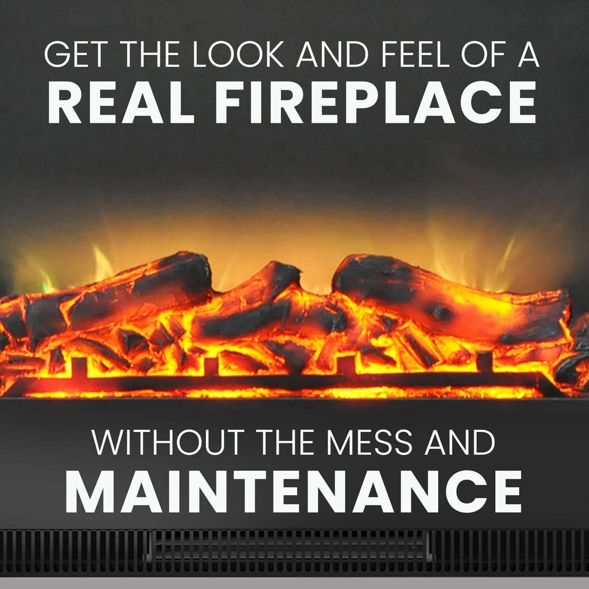 Black Electric Fireplace with Wood Log Insert W831817