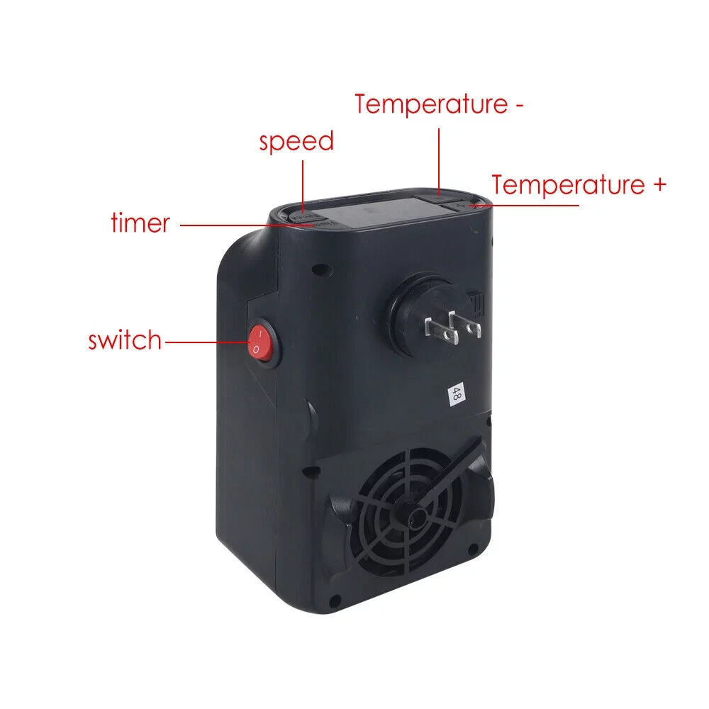 Compact Plug-in Wall Outlet Heater with Timer and Remote Control E8255