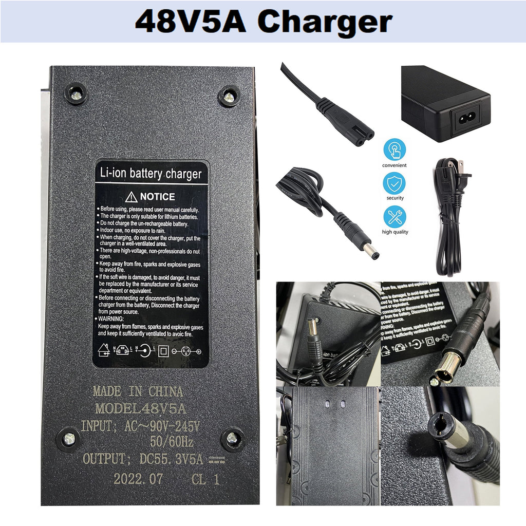 48V 14Ah Lithium Ebike Battery with 5A Fast Charger T Plug X1515