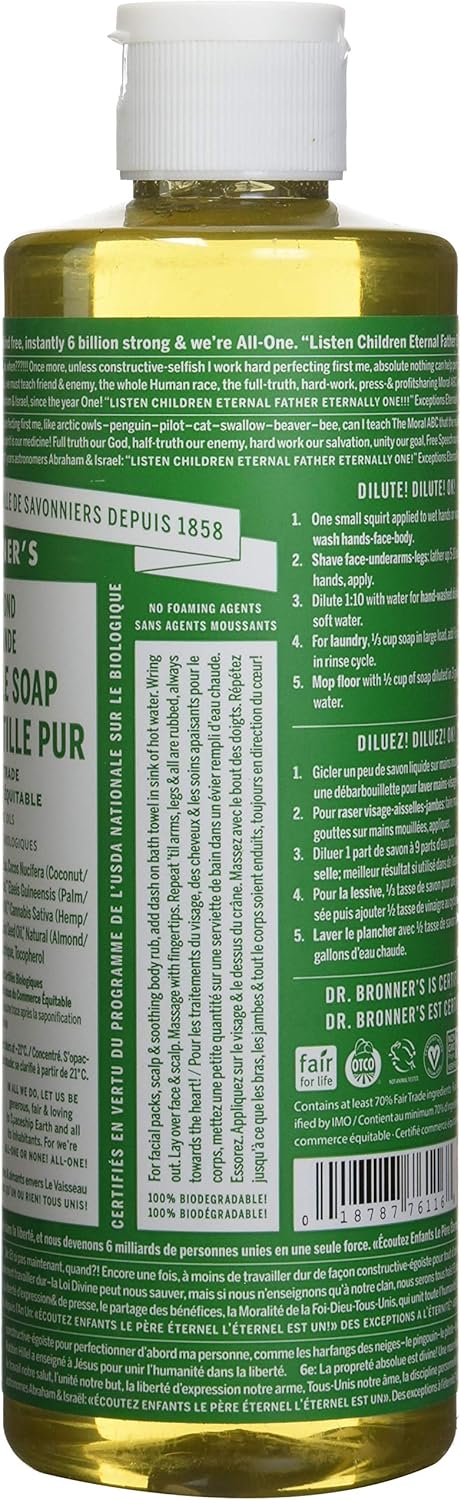 18-in-1 Hemp Almond Pure-Castile Liquid Soap, 1 Pound B977