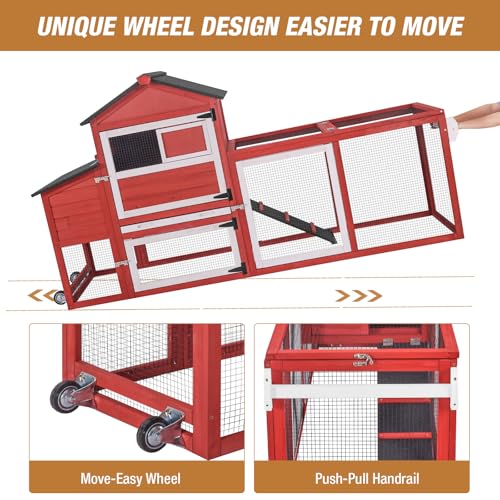 Grey Chicken Coop with Wheels and UV-Resistant Roof L997601