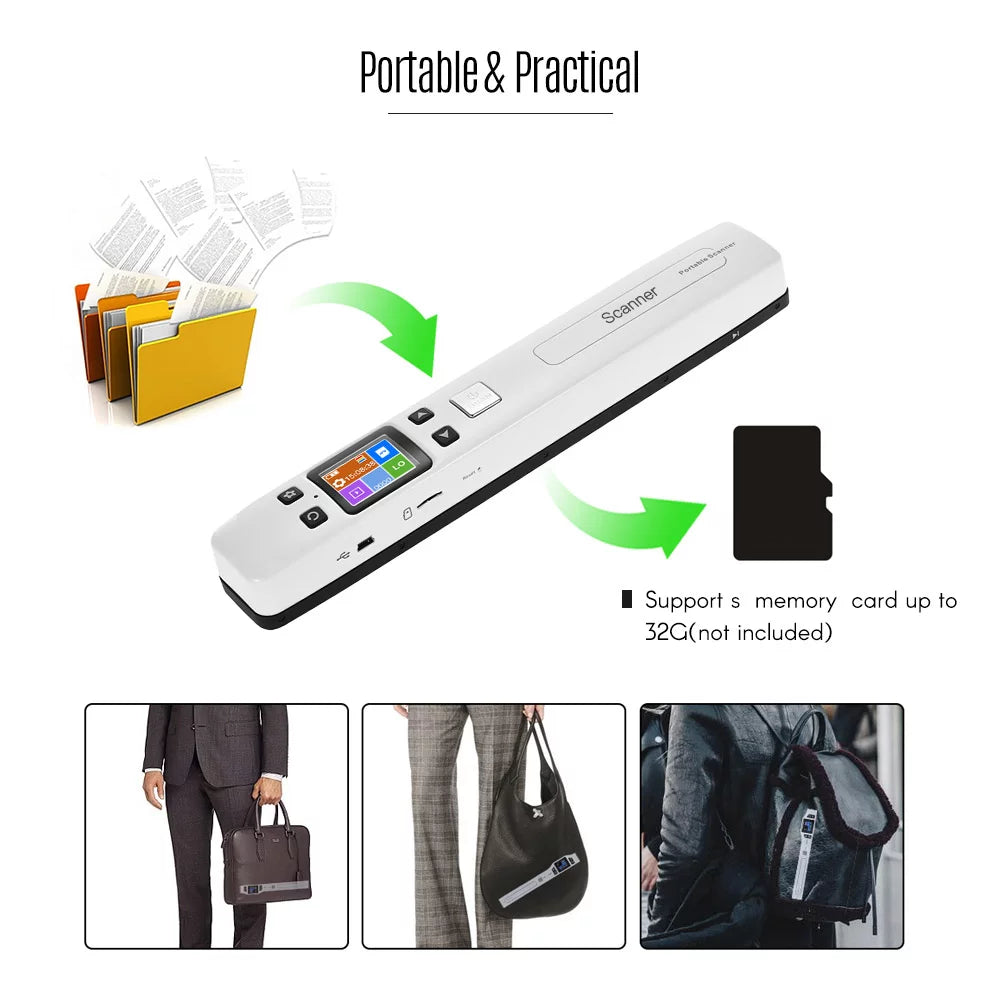 Portable Wand Document Scanner A4 Size LCD Display O6595