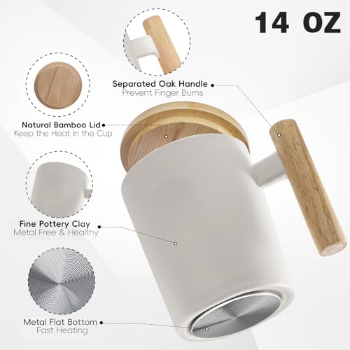 Coffee Mug Warmer & Mug Set, 14oz Heated Cup with Temperature Control and Auto Shut Off Q194