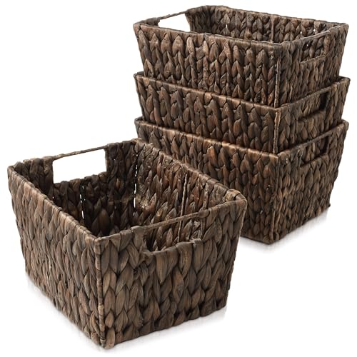Set of 4 Natural Woven Storage Baskets with Handles C8889