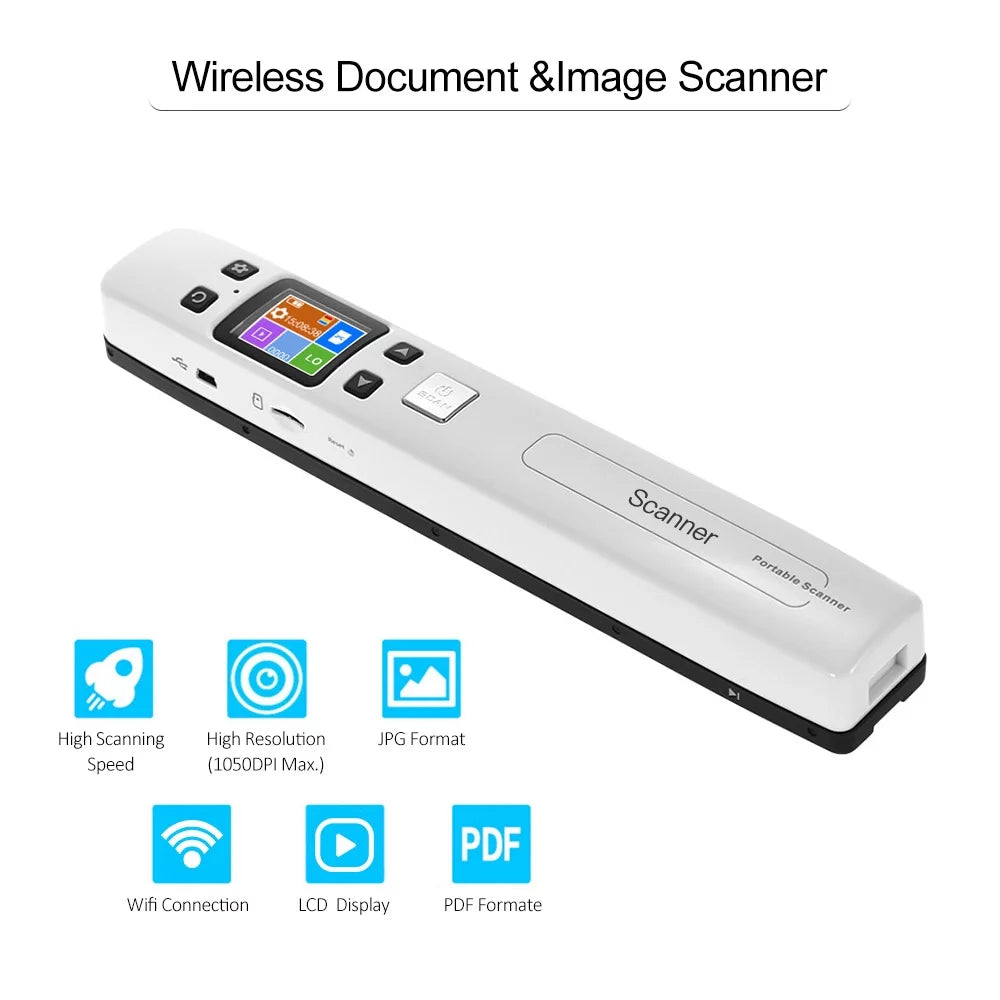 Portable Wand Document Scanner A4 Size LCD Display O6595