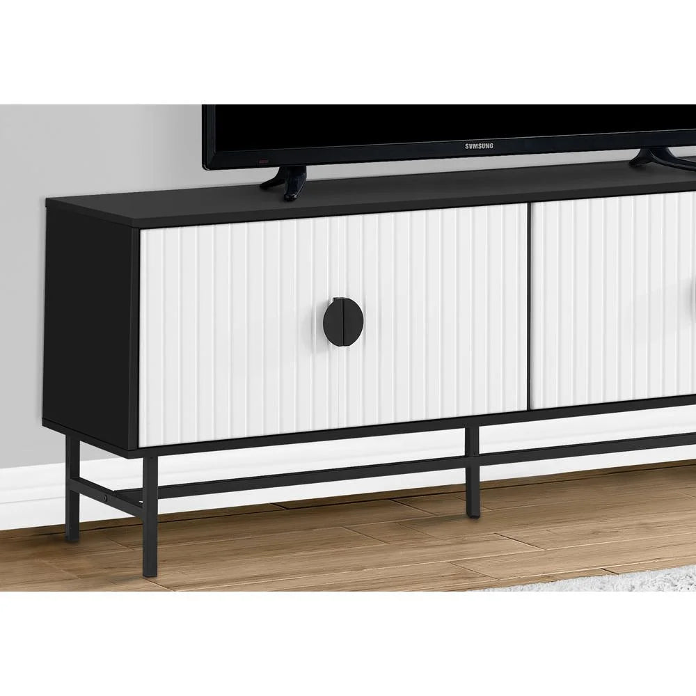 60 Inch Black And White Laminate Tv Stand J46788
