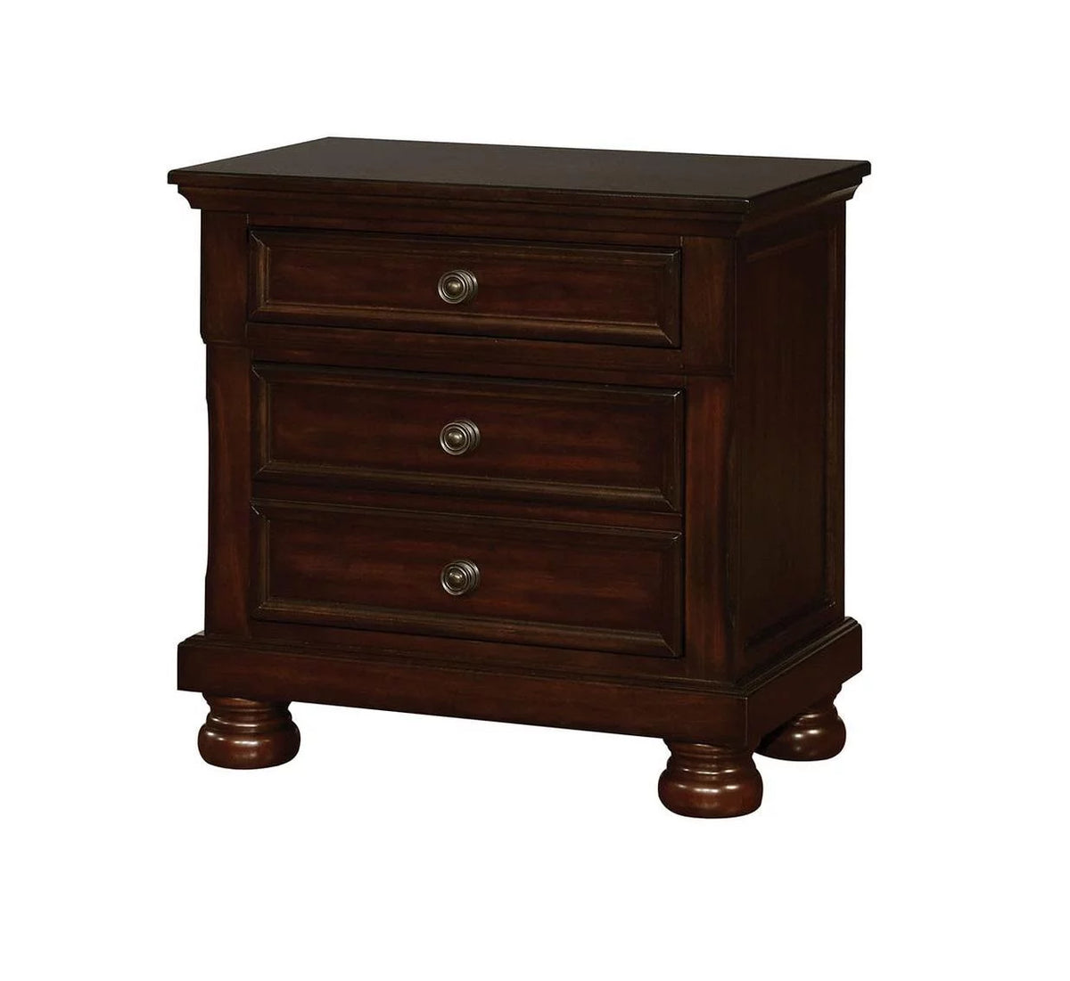 Brown Cherry Solid Wood 3pcs Bedroom Set I434984