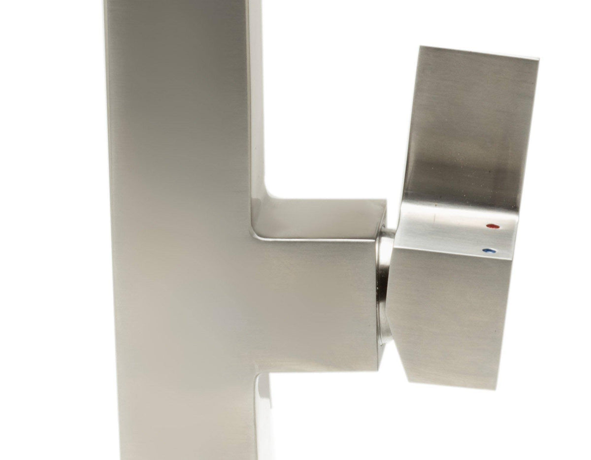Square Brushed Stainless Steel Kitchen Faucet E264146