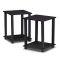 Set of Two Dark Walnut Black End Table C379