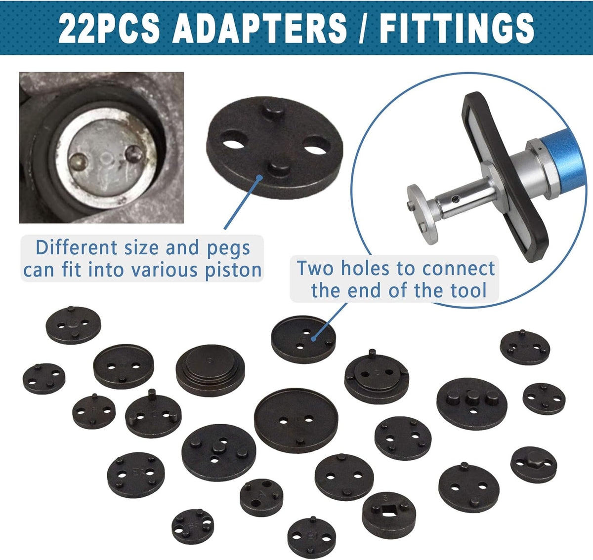 23PCS Pneumatic Brake Caliper Wind Back Tool Kit with Adapters H942