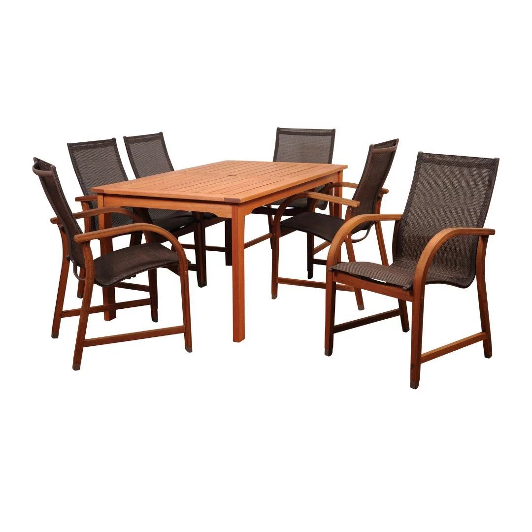 7-Piece Rectangular Eucalyptus Wood Patio Dining Set T175641