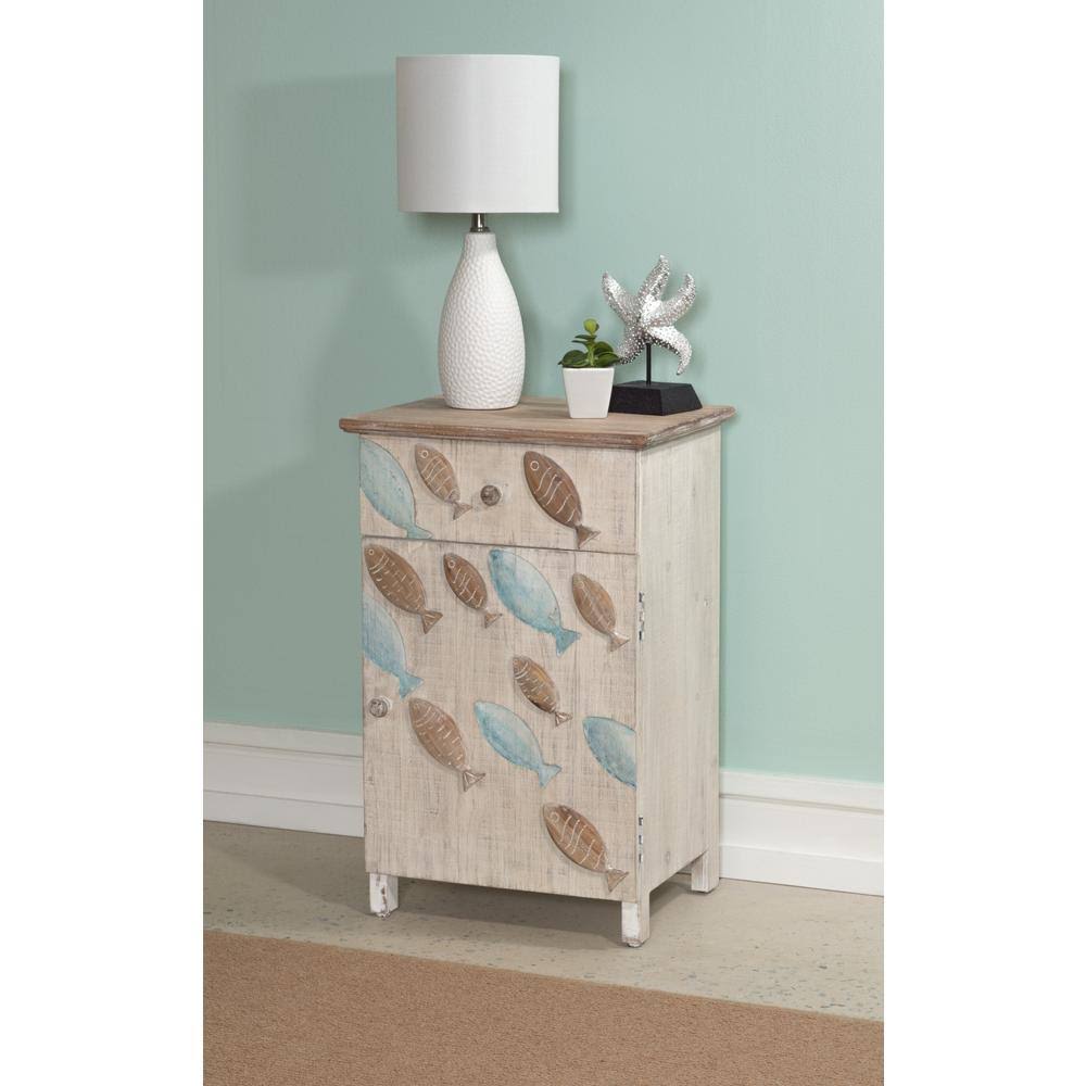 White Fish Storage Side End Table C21547