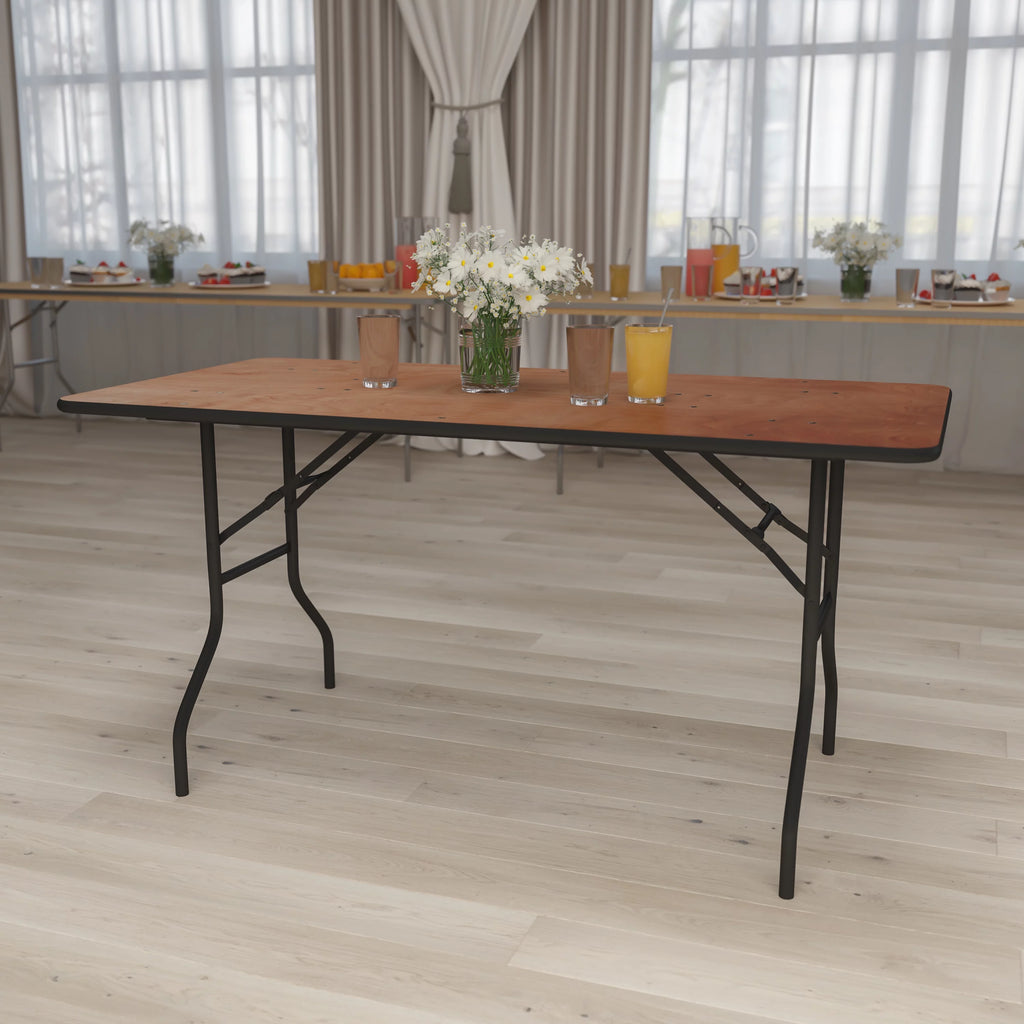 5-Foot Rectangular Wood Folding Banquet Table A601