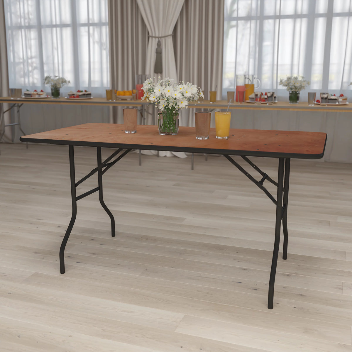 5-Foot Rectangular Wood Folding Banquet Table A601