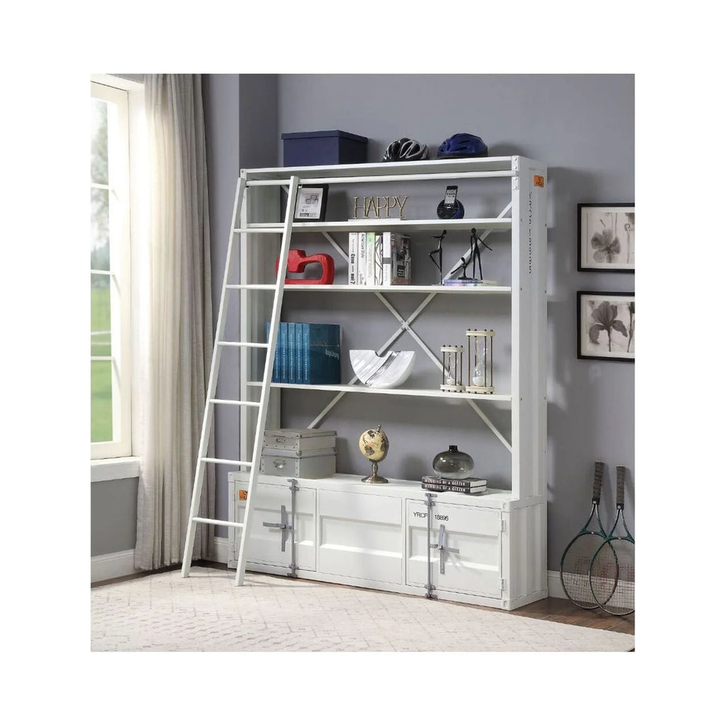 White Cargo Bookshelf & Ladder TV Stand H173880