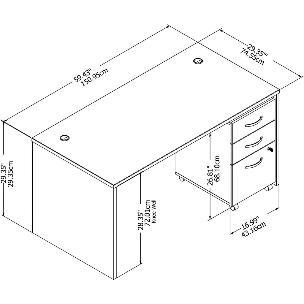 Office Desk with Mobile File Cabinet K2381