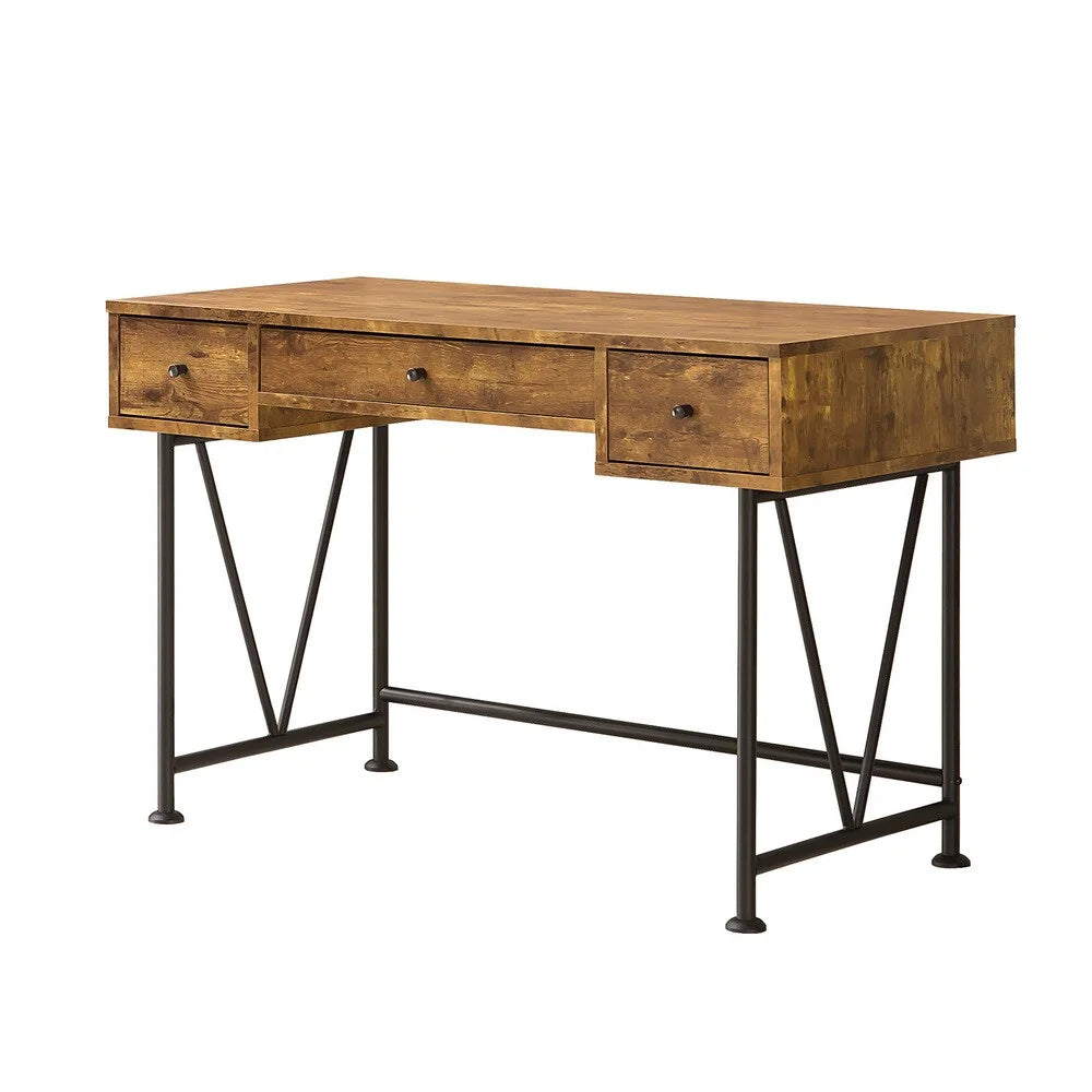 Antique Nutmeg and Black 3-drawer Writing Desk Z616