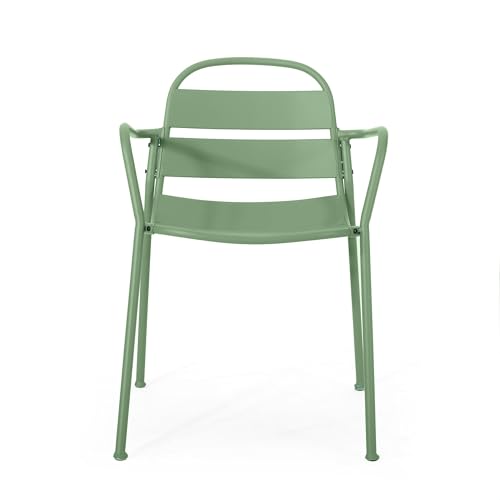 3-Piece Outdoor Bistro Set Iron Patio Furniture with 2 Chairs & Round Table Dark Green W2152