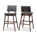 Dark Gray Fabric Upholstered Wood Bar Stool Set of 2 P478322