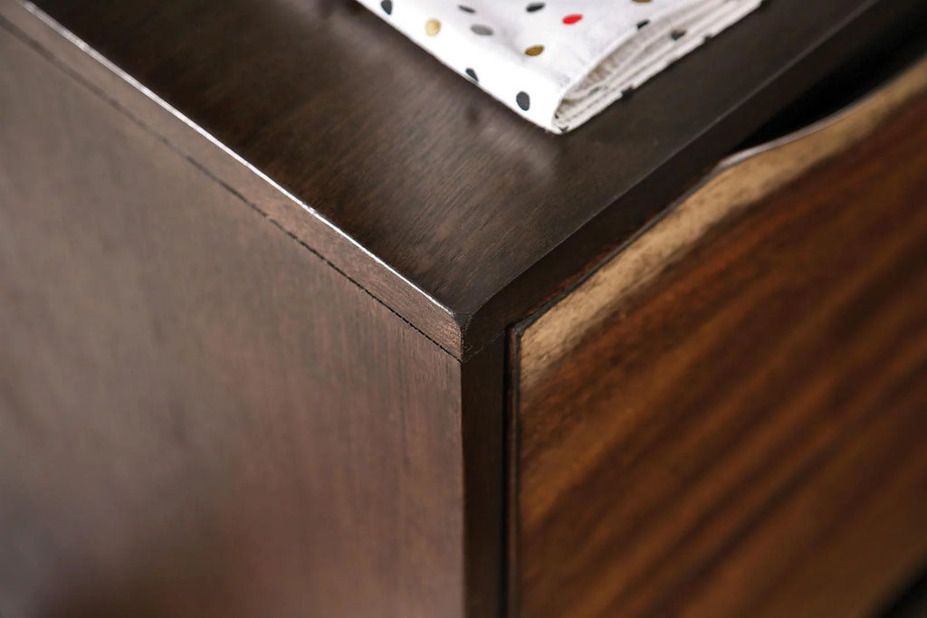 Dark Walnut & Dark Oak Solid Wood Queen Bedroom Set 3pcs H2695
