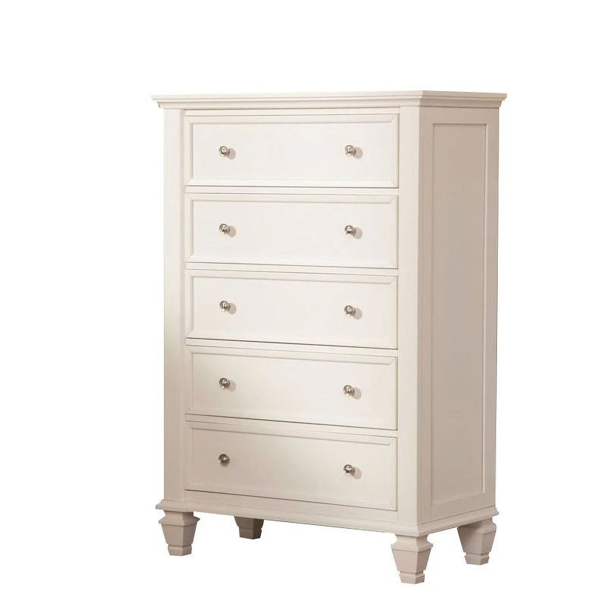 White and Silver 5 Drawer Chest U194339