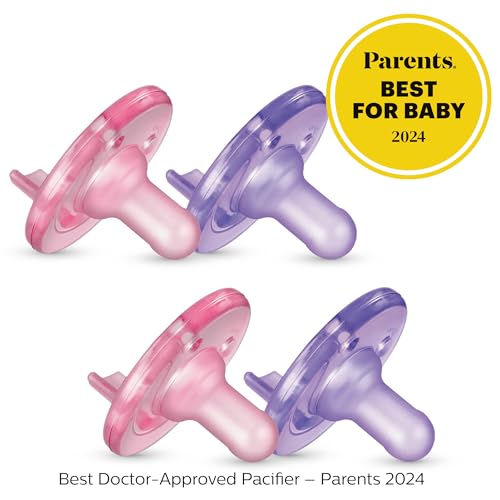 0-3 Months Orthodontic Silicone Pacifiers, Green, 4 Pack O2266
