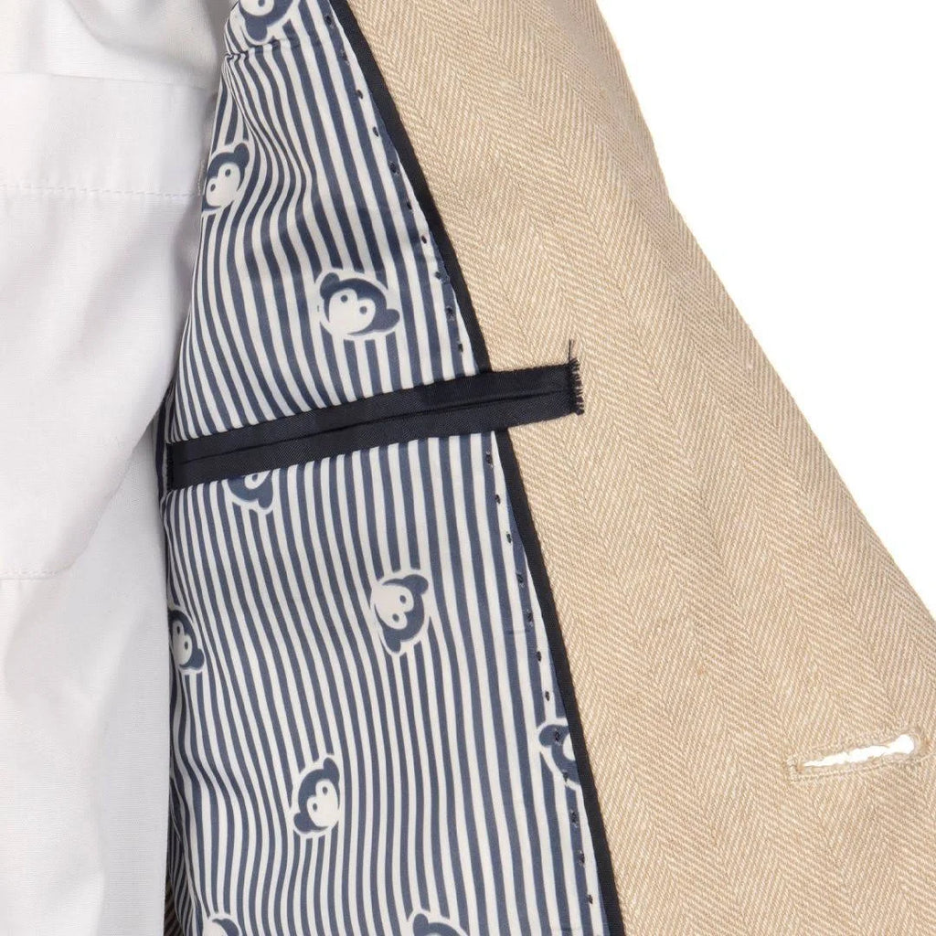 Khaki Herringbone Suit O6606