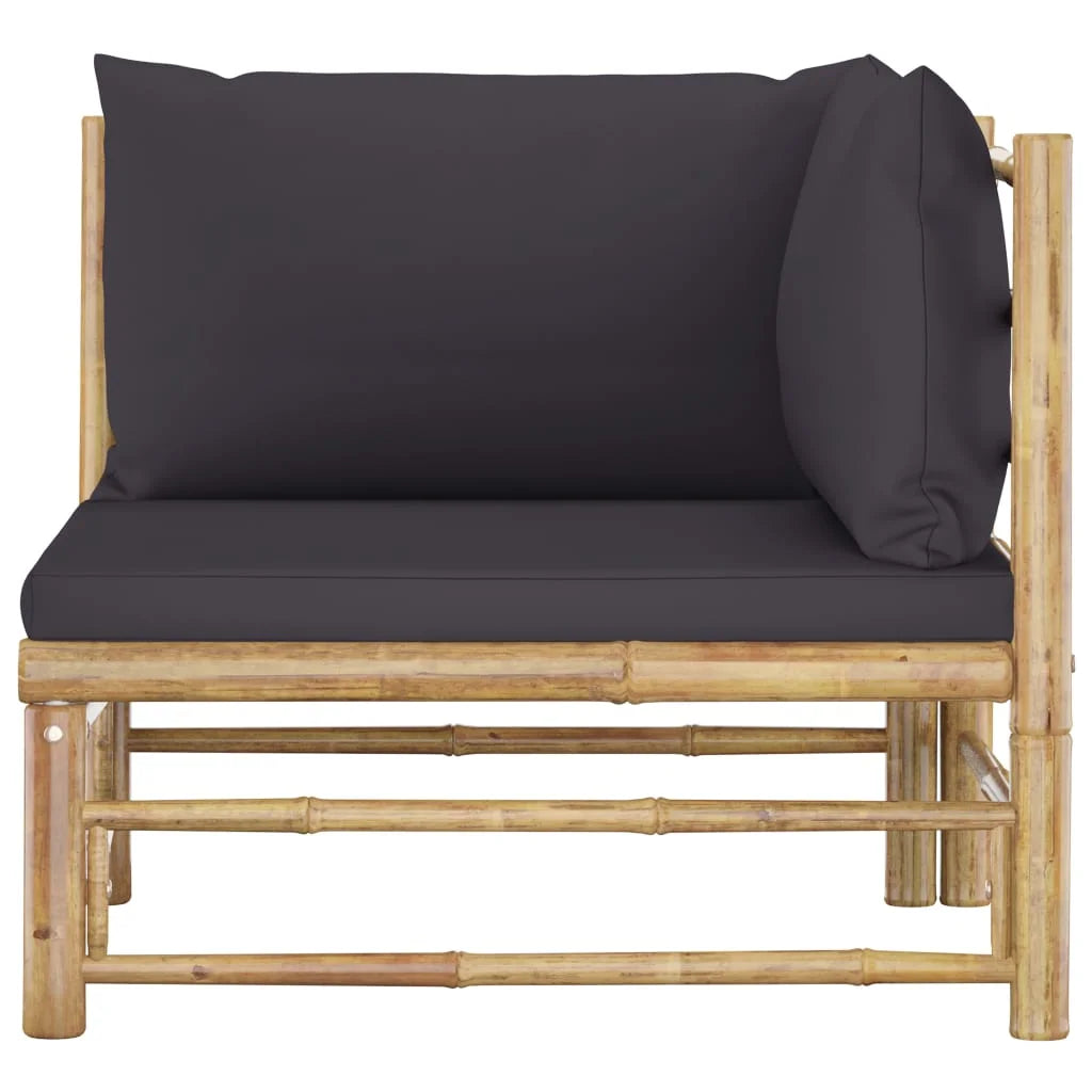 Dark Gray Bamboo Patio Corner Sofa K682