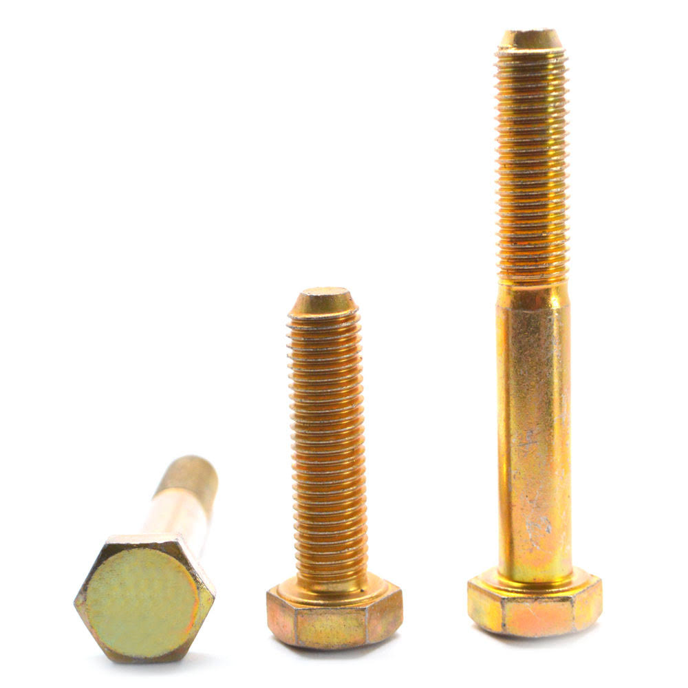 Fine Thread Grade 5 Hex Cap Screw Medium Carbon Steel Yellow Zinc Plated S9489