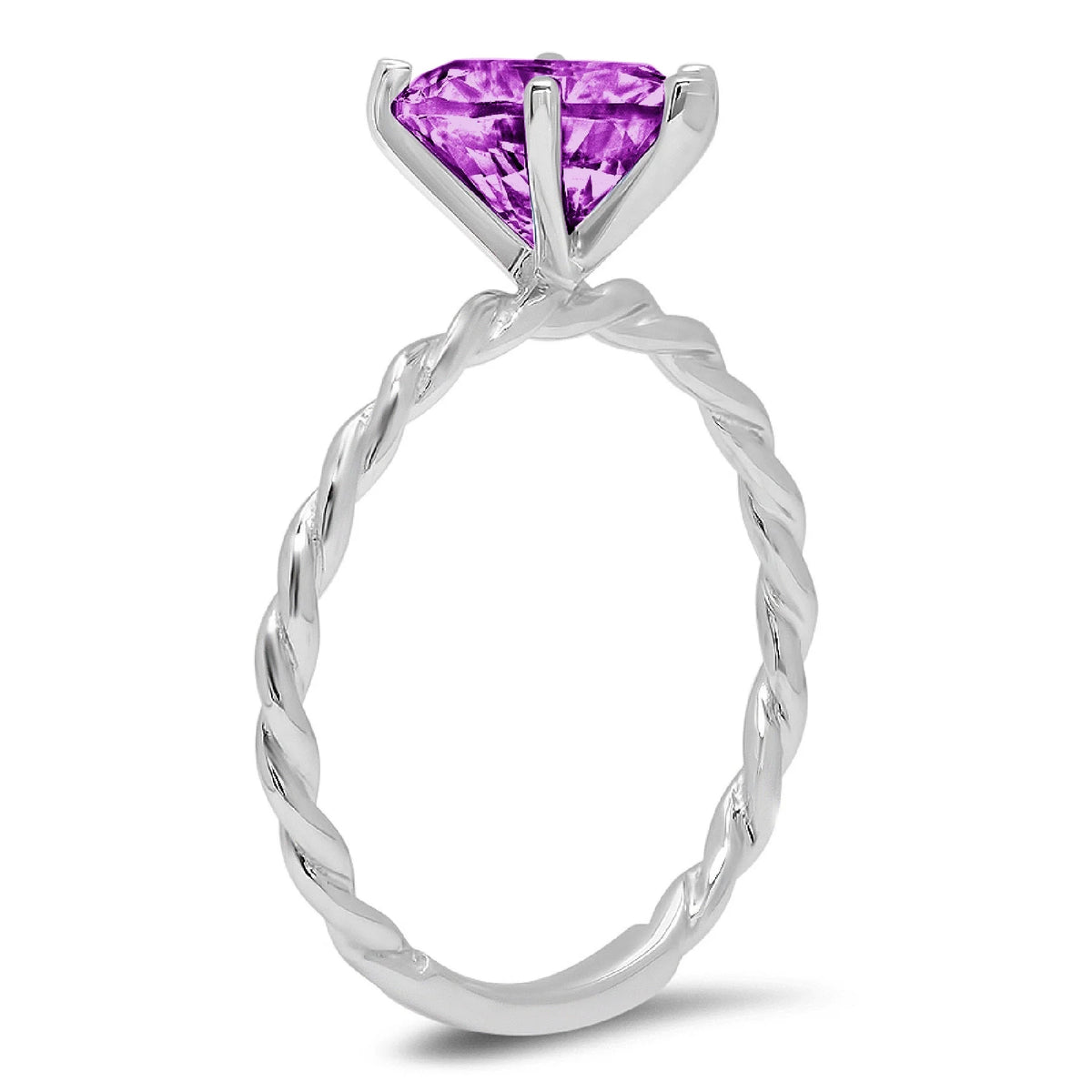 Marquise Cut Purple Simulated Alexandrite 18k White Gold Solitaire Ring T570158