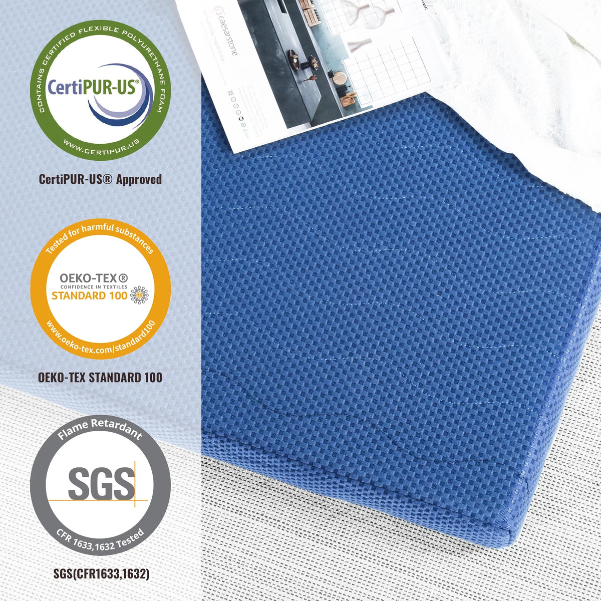 4'' Blue Narrow Twin Memory Foam Mattress V10610