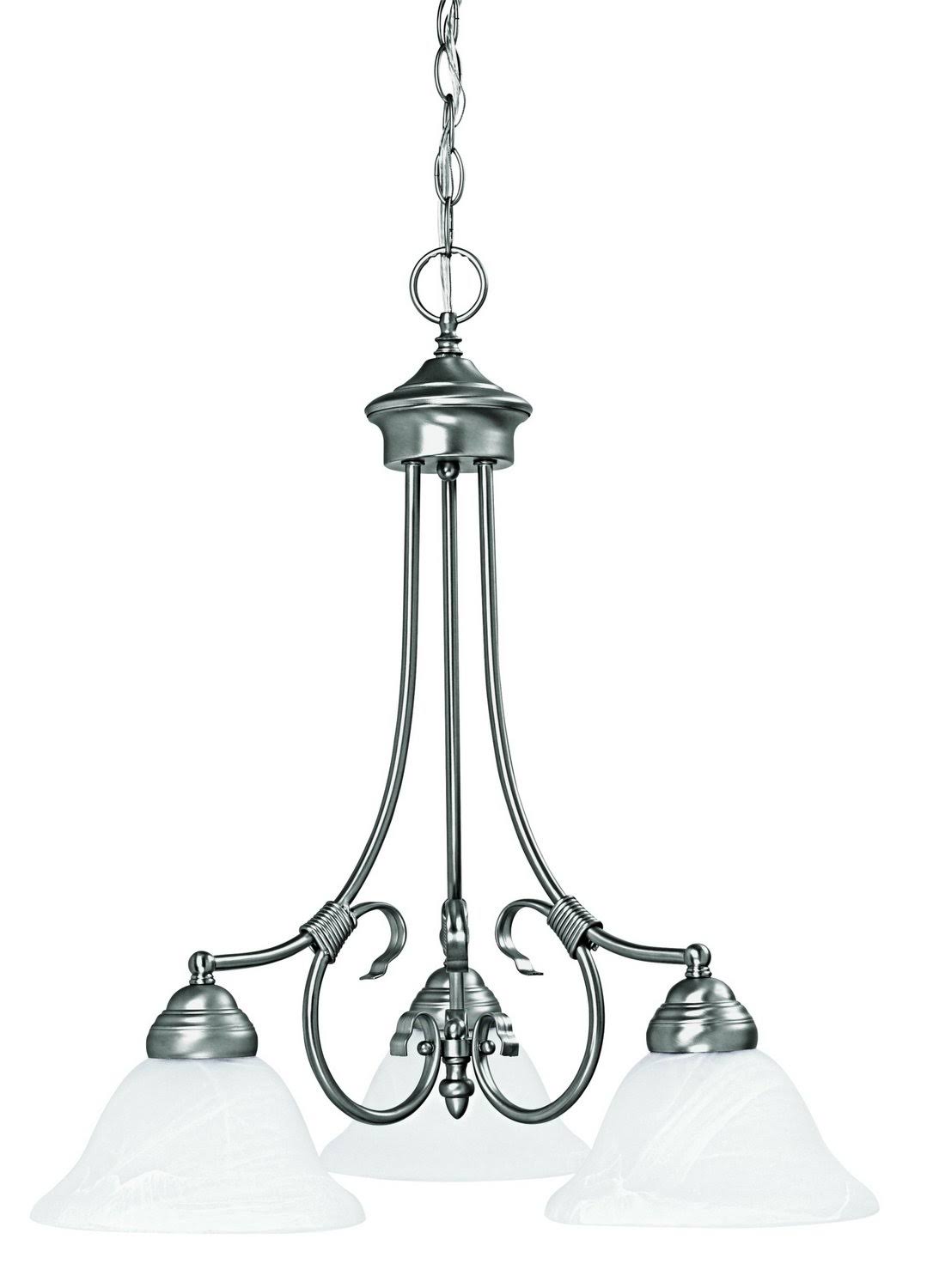 Matte Nickel 3 Light Chandelier N6010