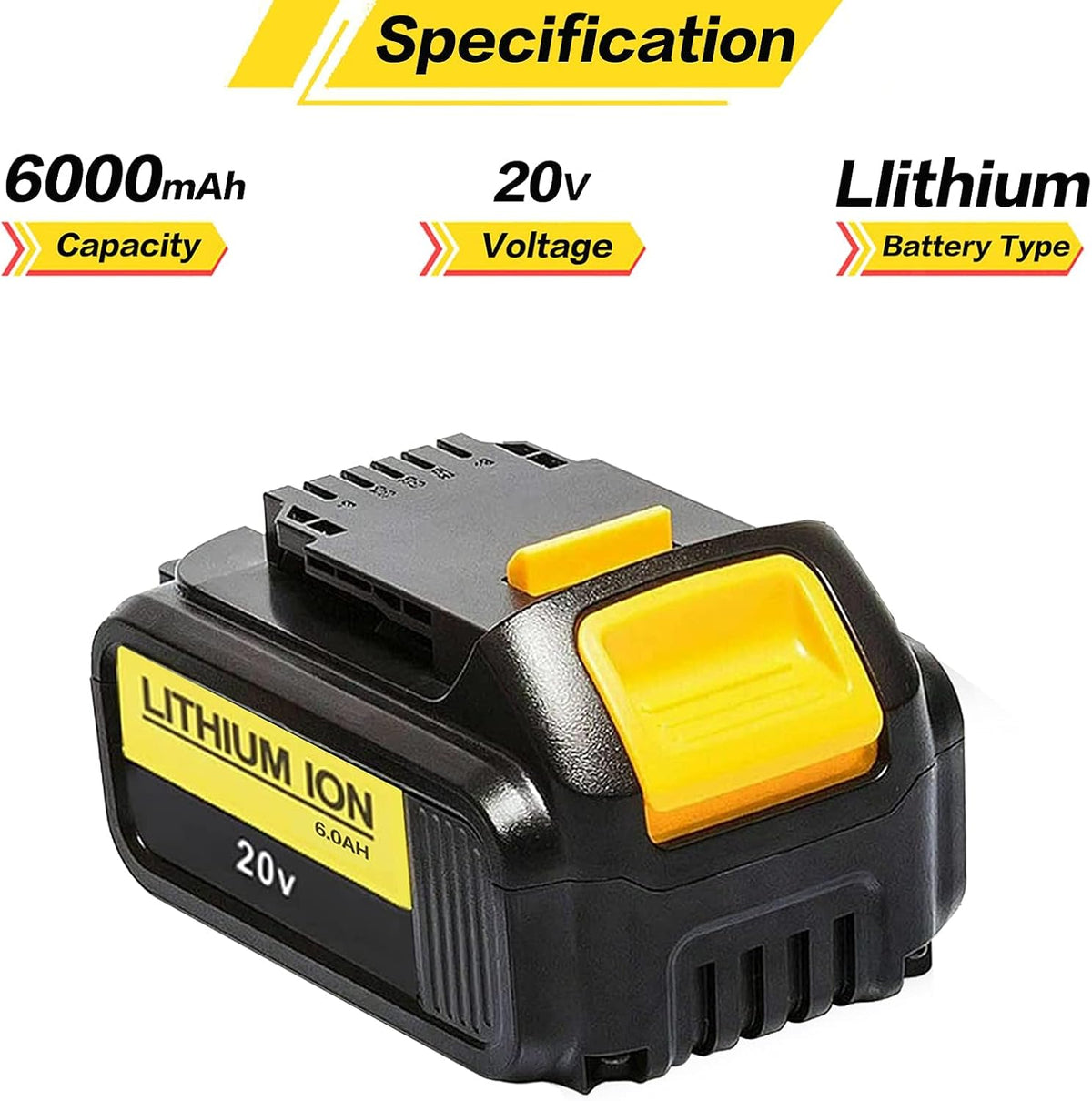 2 Pack 6.0 Ah 20Volt Lithium Ion Replacement Battery V320
