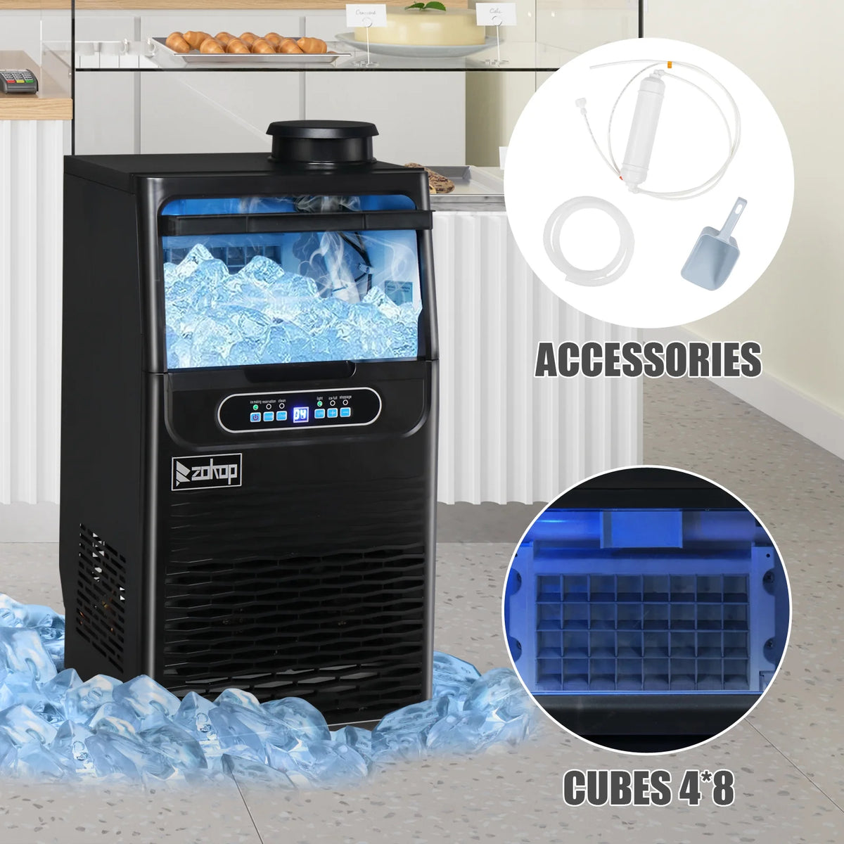 Commercial Ice Maker with 11lbs Storage Capacity C464