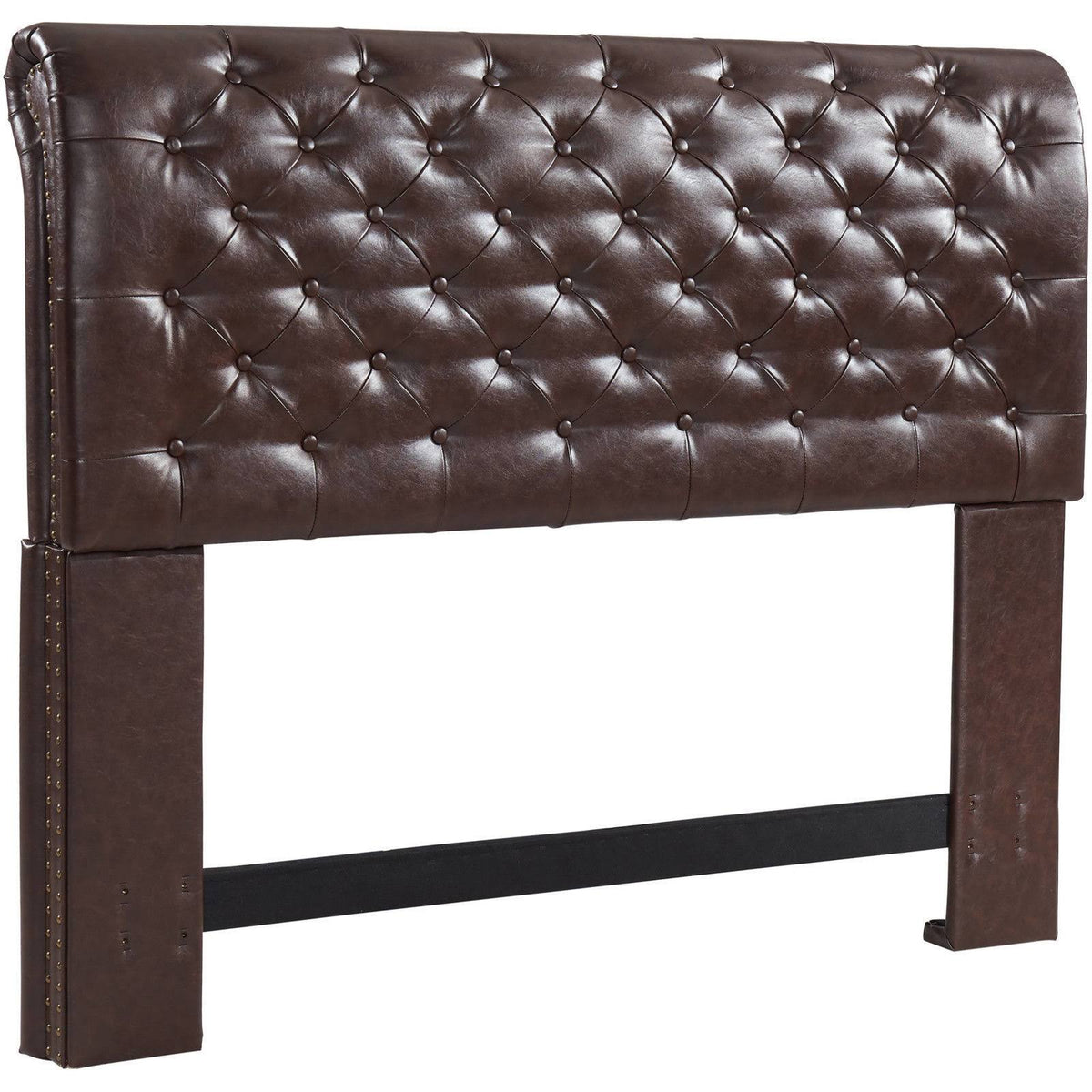 Brown Bonded Leather Rolled Tufted Headboard W9041