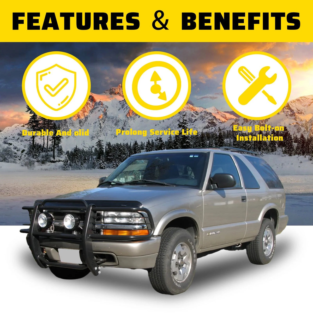 Black Steel Front Bumper Grille Guard V43464
