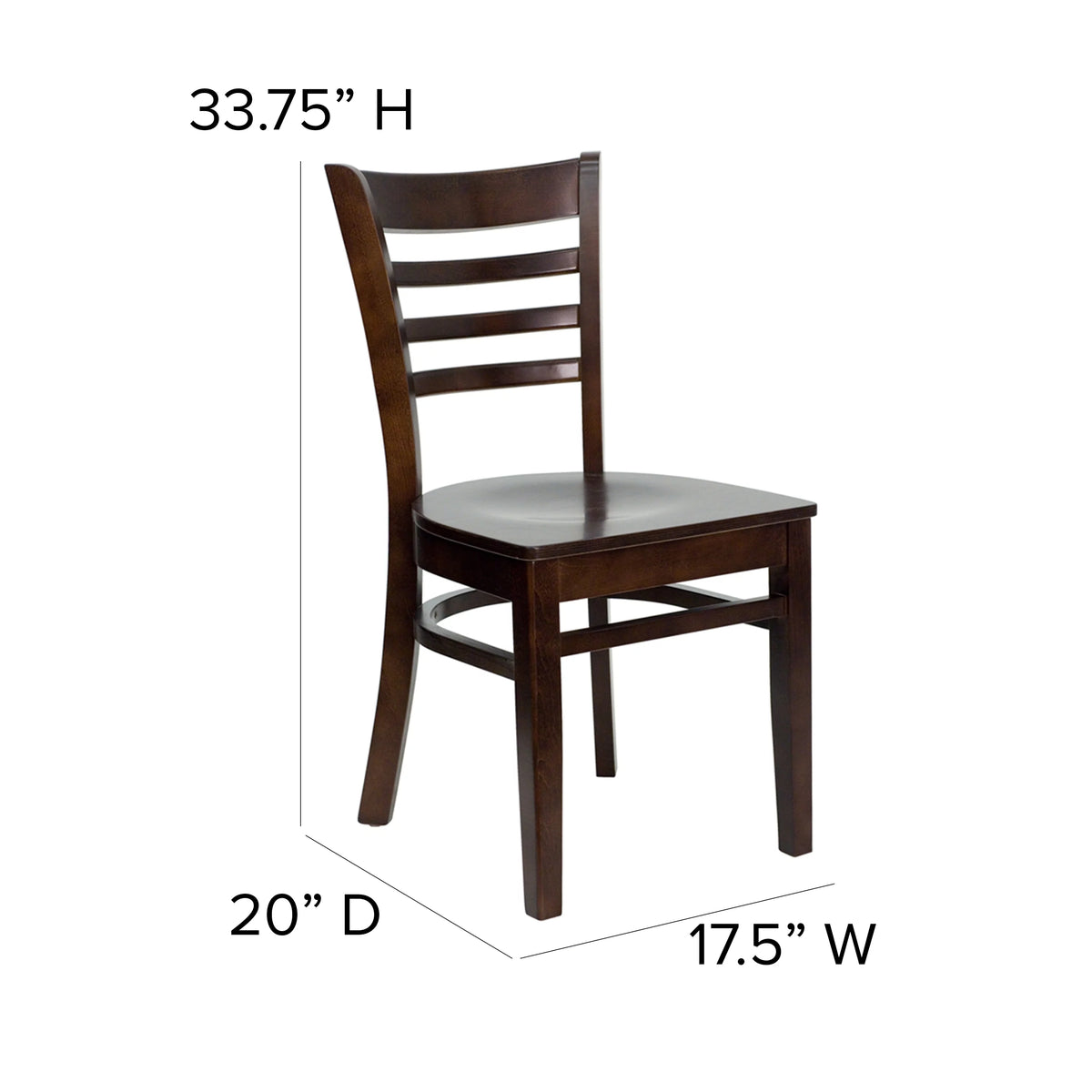 Ladder Back Walnut Wood Restaurant Chair D33343