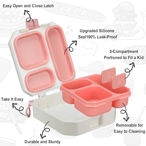 Bento Lunch Box Set with 12oz Soup Thermo, Lunch Bag, 5 Compartment, Sauce Cup S93186