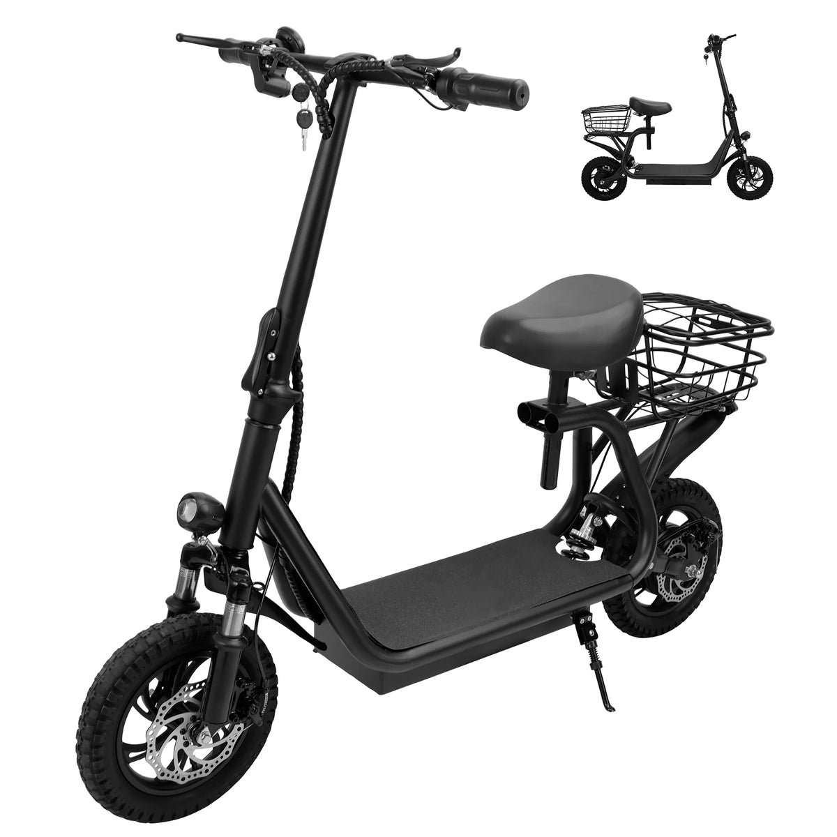 500W Electric Scooter with Seat and Carry Basket D736
