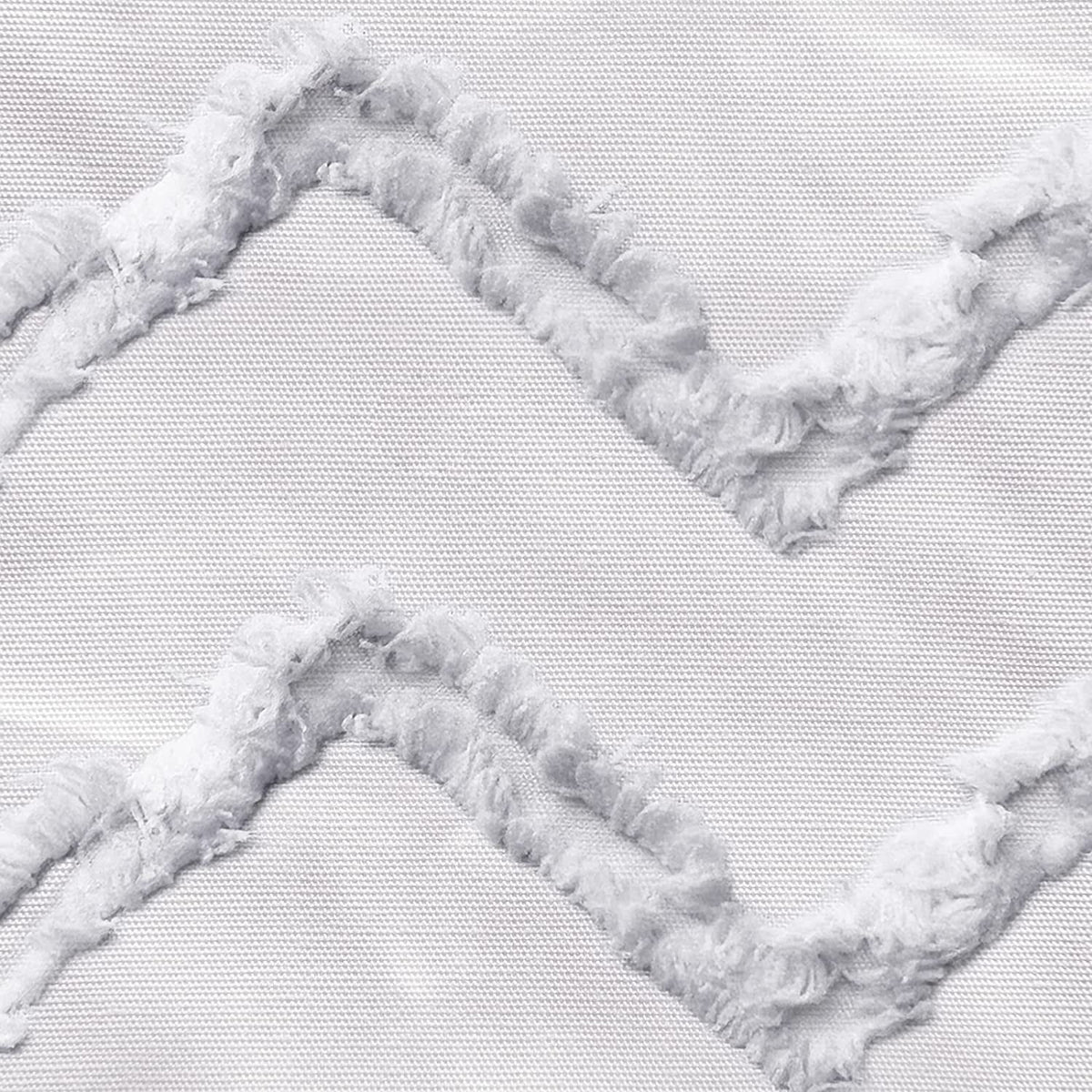 White Tufted Chevron Striped Fabric Shower Curtain 72" x 96" Q88051