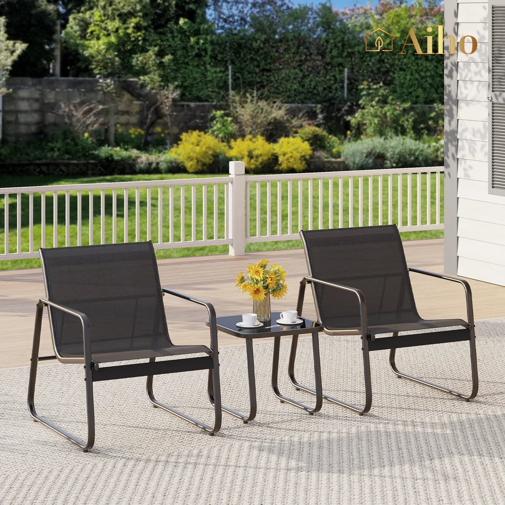 3 Pieces Textilene Patio Furniture Set with Tea Table S89054