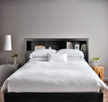 Queen Size Solid Black Wood Bookcase Headboard E661681