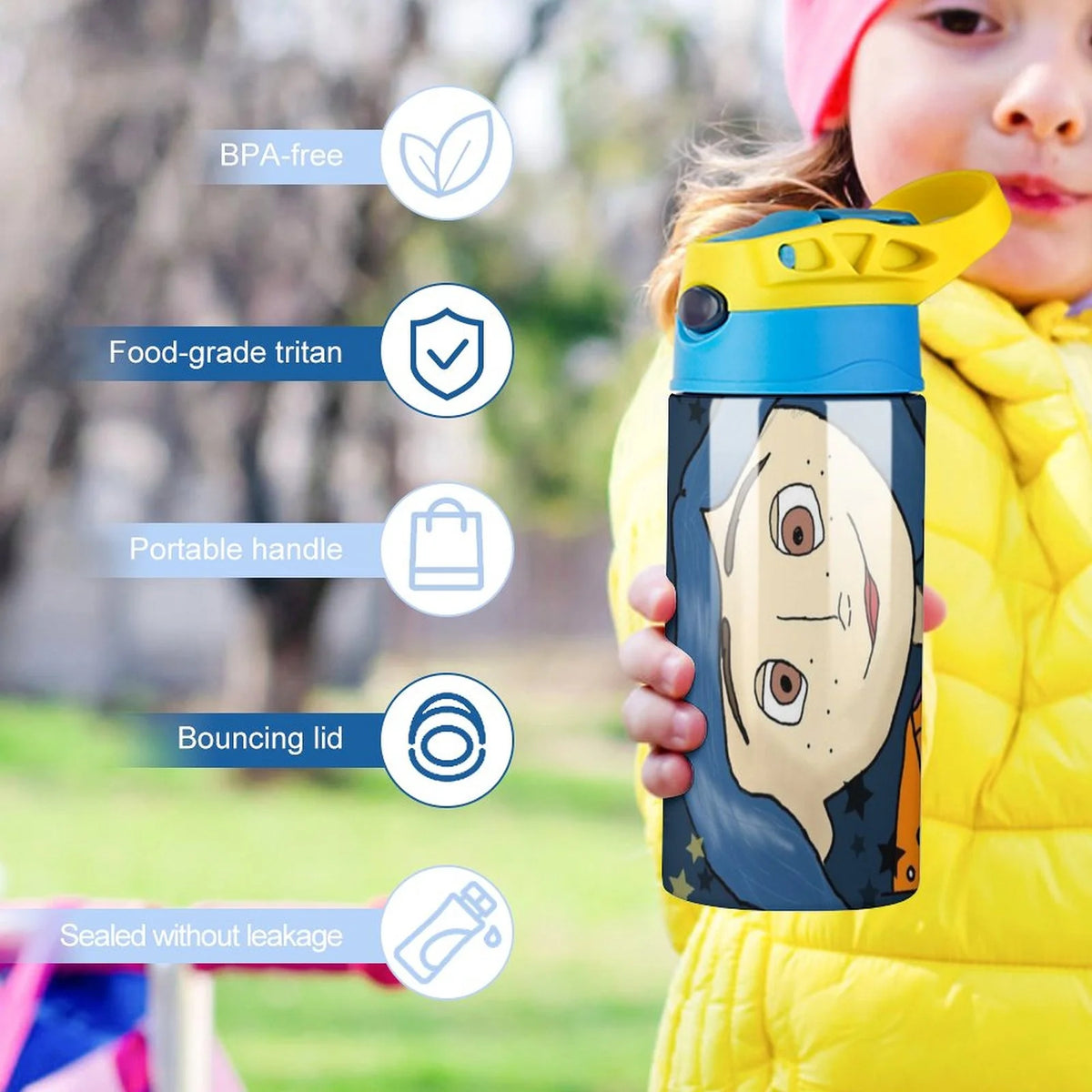 Insulated Stainless Steel Water Bottle With Straw F54565