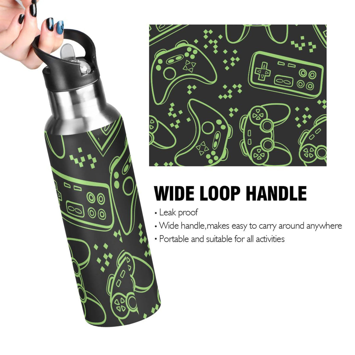 Stainless Steel Vacuum Insulated Water Bottle with Straw Lid 20 OZ E267318