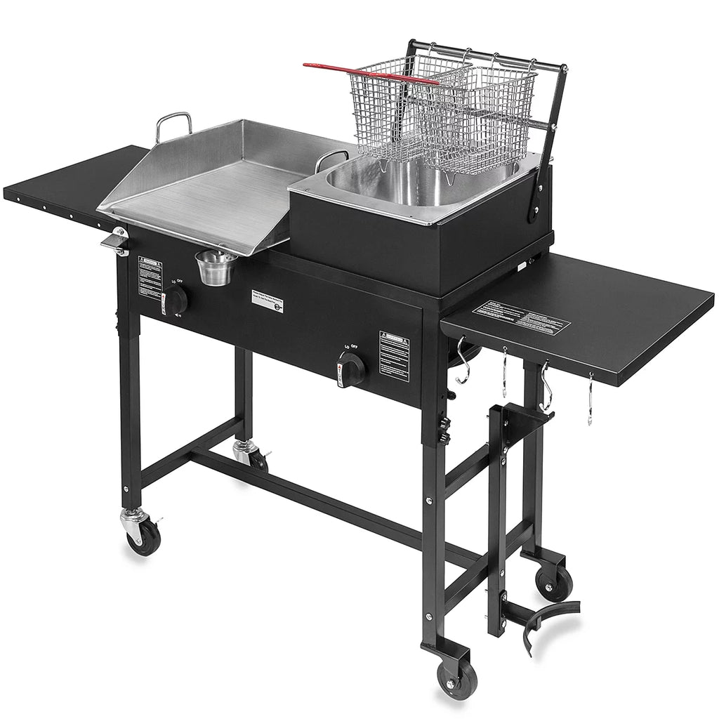 58,000 BTU Propane Double Burner Stove Griddle & Deep Fryer P762438