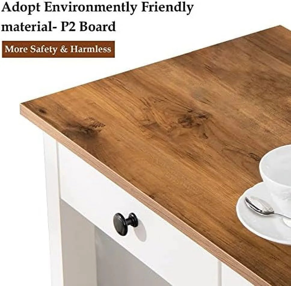 White Coffee Cart with Drawer and Cabinet X4147