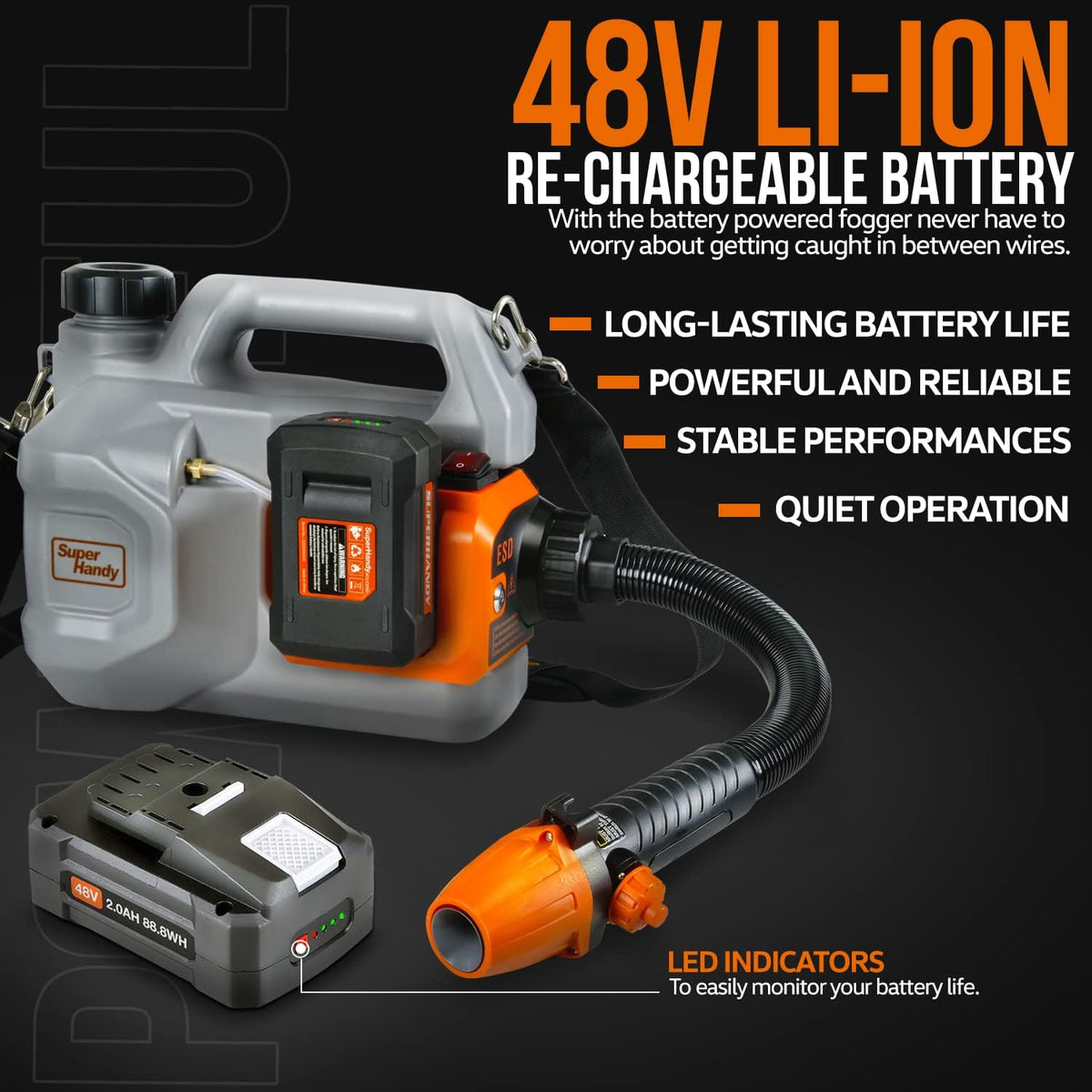 1.3Gal 5L 48V Battery Electrostatic/ULV Fogger Sprayer C961